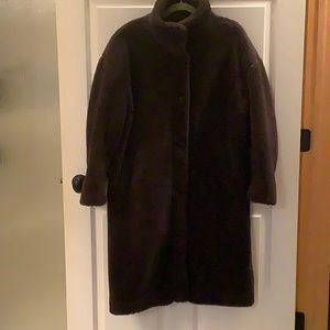 Gap Charcoal Grey Sherpa Long Teddy Coat Size Xl.